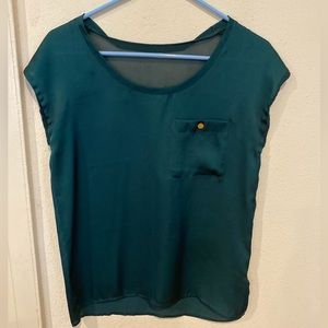 Club Monaco Silk Top, XS, Emerald Green